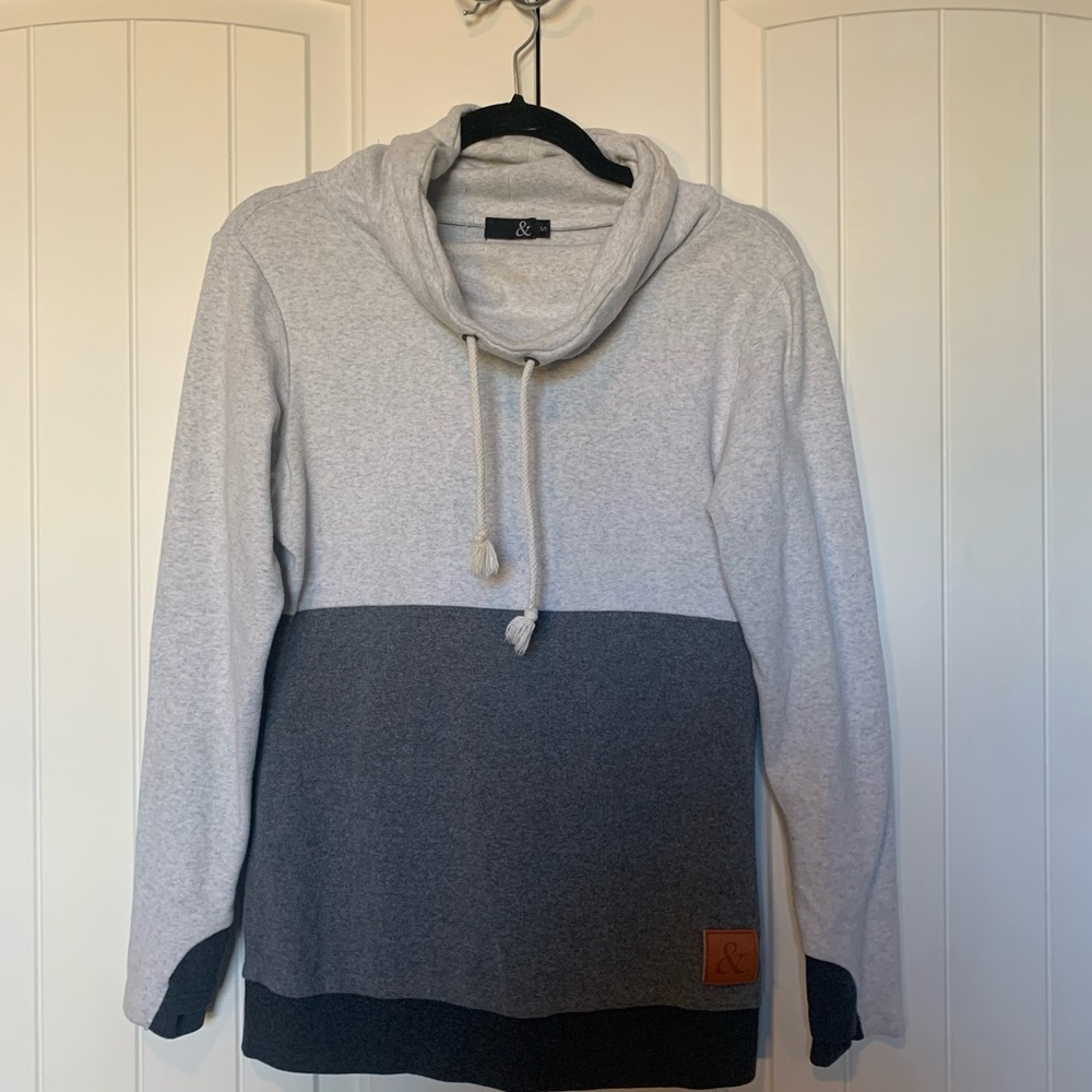 Gray & Black Cowl Neck Sweater